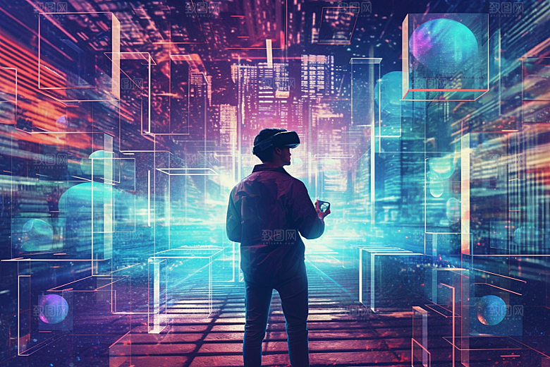 赛博VR眼镜科技信息技术素材