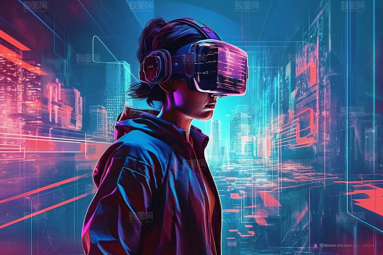 赛博VR眼镜夜之城头戴式眼镜素材