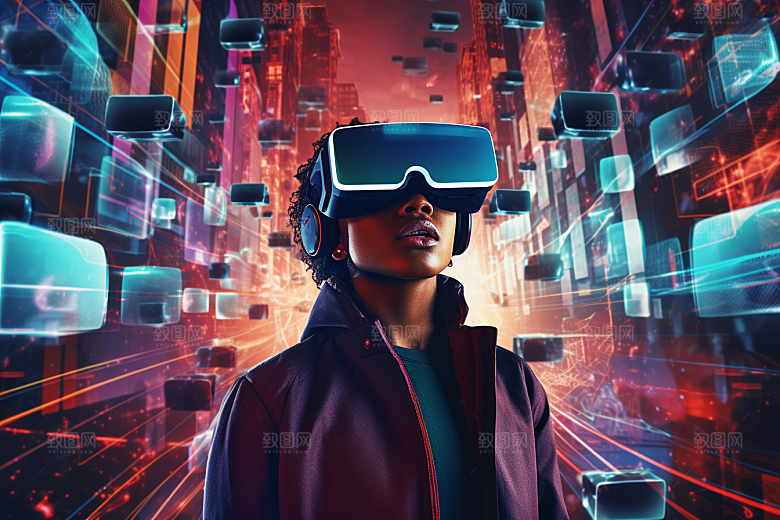 赛博VR眼镜科技科幻素材