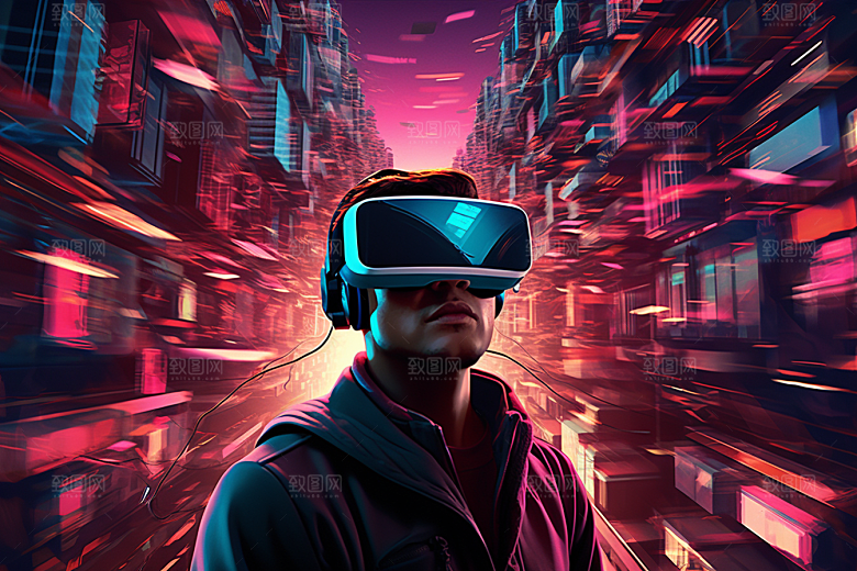 赛博VR眼镜信息技术科幻素材