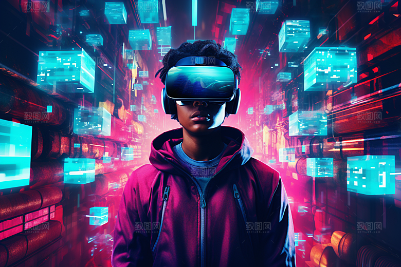 赛博VR眼镜头戴式眼镜科幻素材