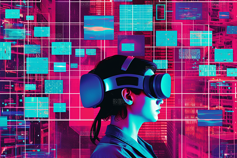 赛博VR眼镜科技科幻素材