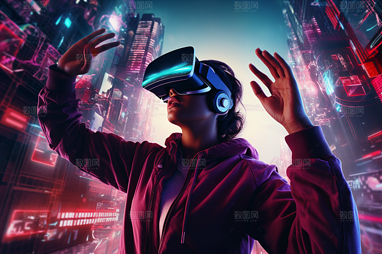 赛博VR眼镜光效头戴式眼镜素材