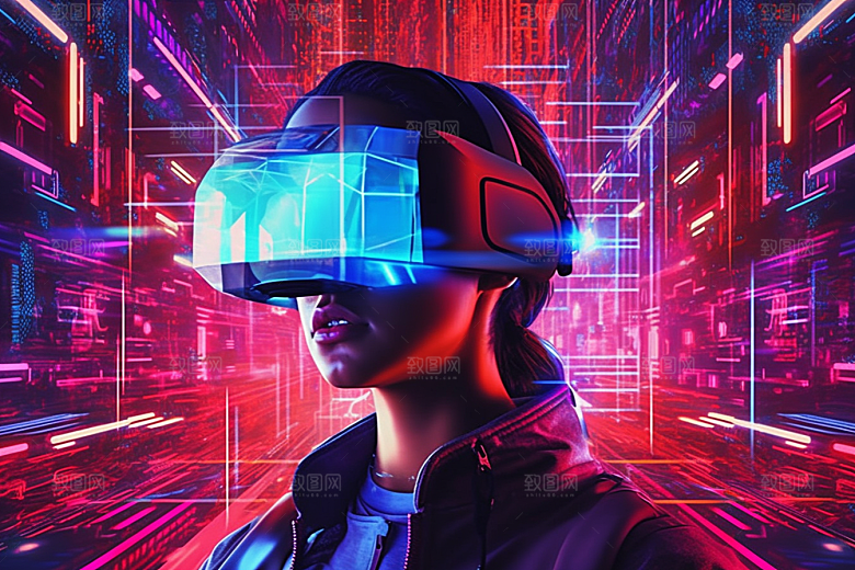 赛博VR眼镜科幻信息技术素材