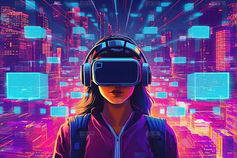 赛博VR眼镜科幻信息技术素材