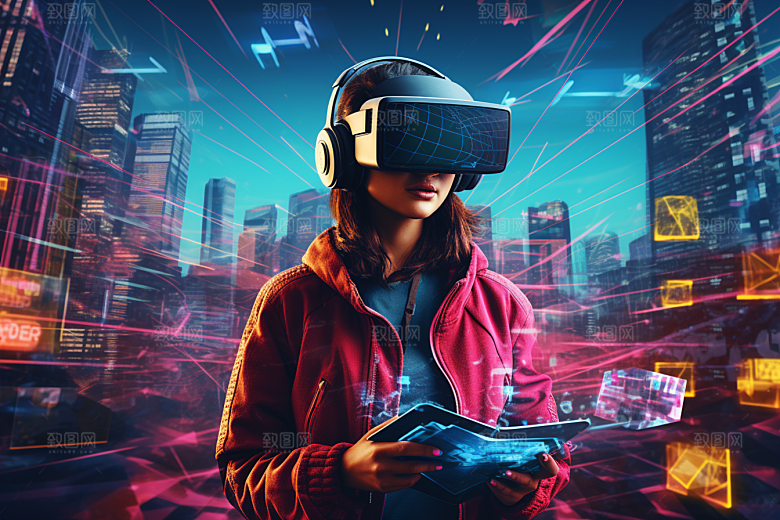 赛博VR眼镜头戴式眼镜光效素材