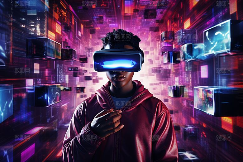 赛博VR眼镜信息技术赛博朋克素材