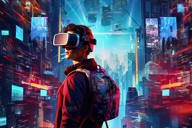 赛博VR眼镜光效头戴式眼镜素材