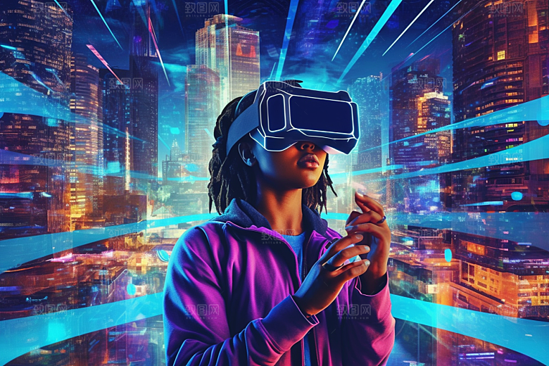 赛博VR眼镜科技信息技术素材