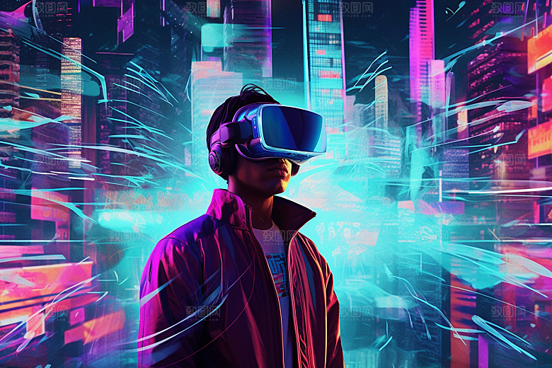 赛博VR眼镜时尚夜之城素材