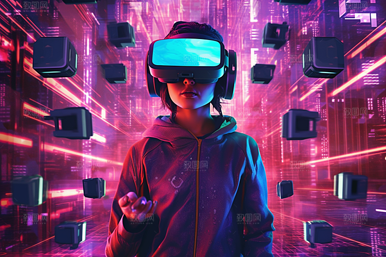 赛博VR眼镜头戴式眼镜未来素材