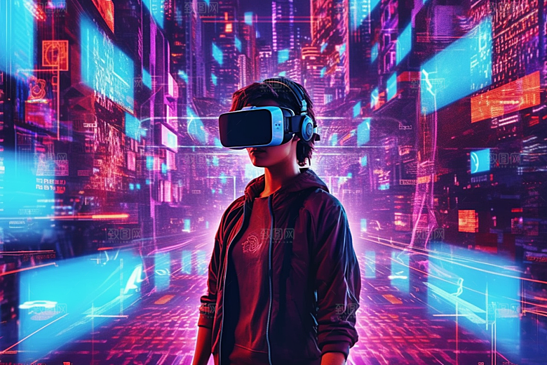 赛博VR眼镜光效信息技术素材