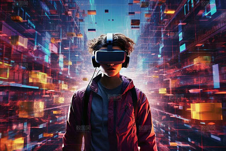 赛博VR眼镜信息技术科技素材