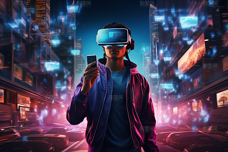 赛博VR眼镜高清信息技术素材