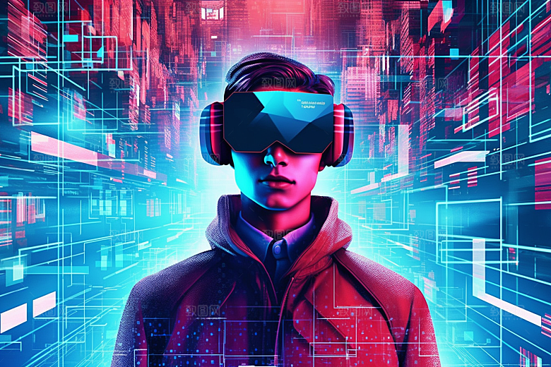 赛博VR眼镜夜之城科技素材