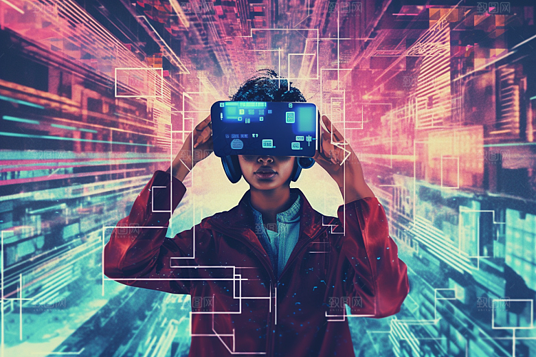 赛博VR眼镜高清信息技术素材