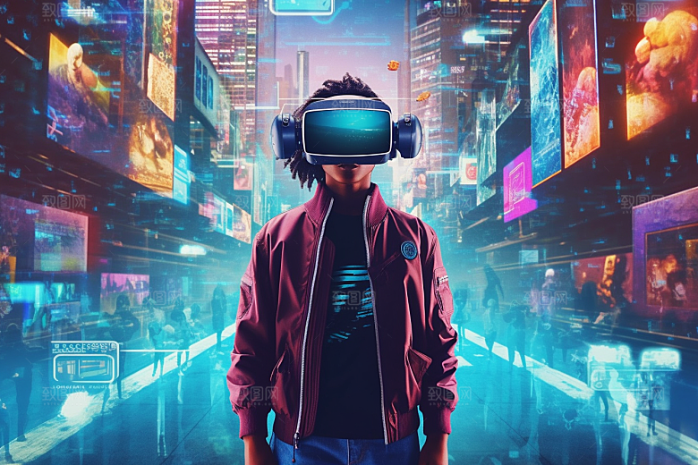 赛博VR眼镜信息技术科技素材