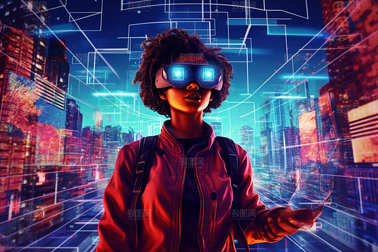 赛博VR眼镜赛博朋克信息技术素材