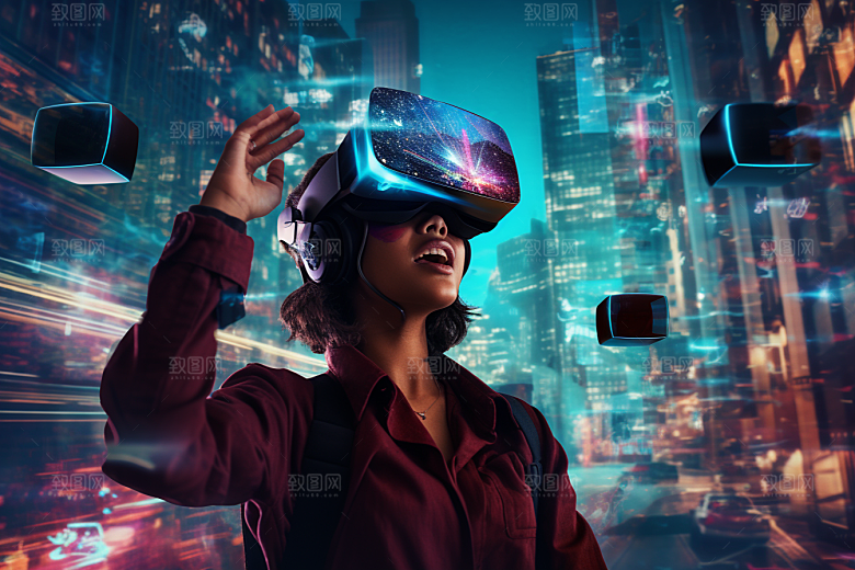 赛博VR眼镜未来光效素材