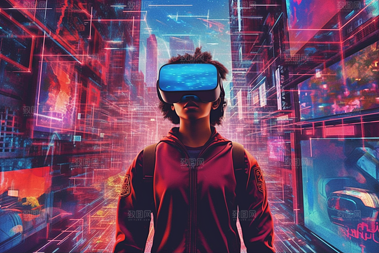 赛博VR眼镜信息技术赛博朋克素材
