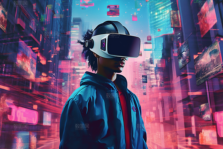 赛博VR眼镜头戴式眼镜电子设备素材