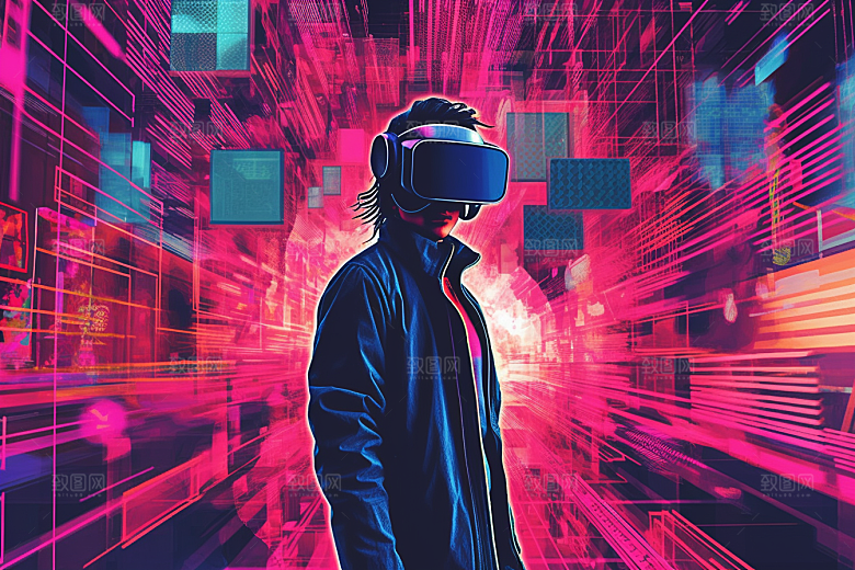 赛博VR眼镜夜之城信息技术素材