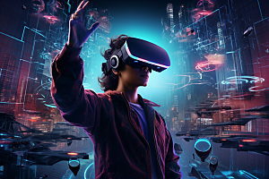 赛博VR眼镜夜之城科幻素材