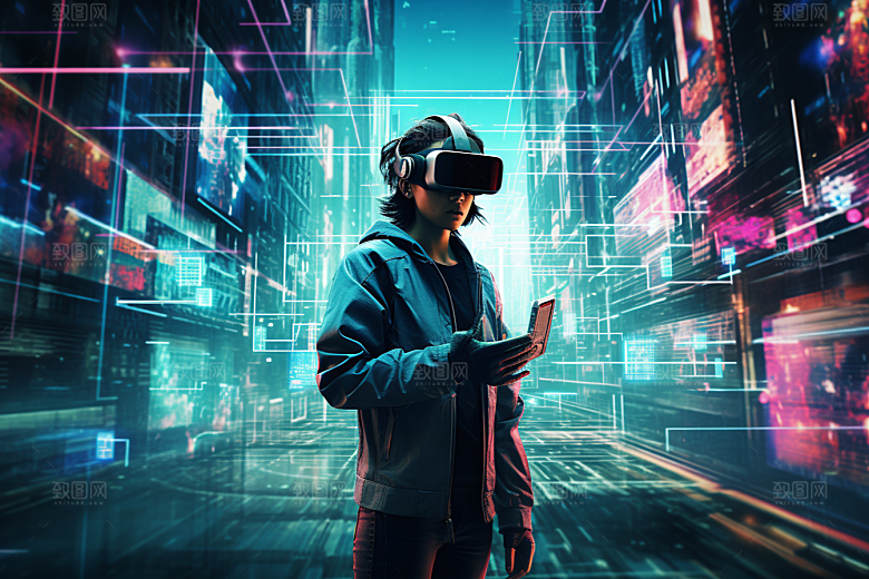 赛博VR眼镜头戴式眼镜赛博朋克素材
