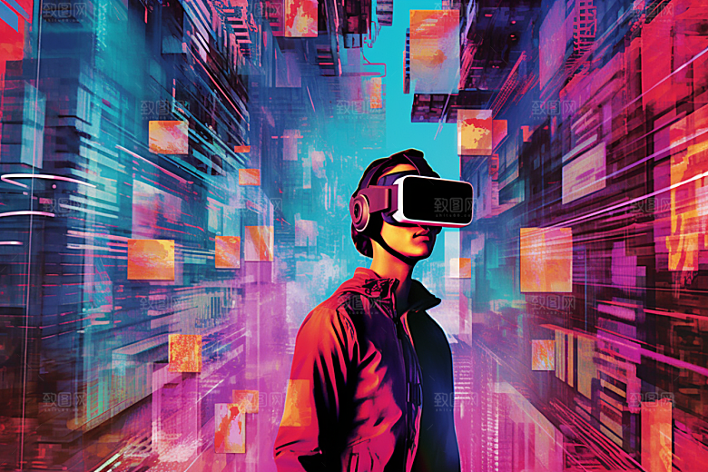 赛博VR眼镜头戴式眼镜赛博朋克素材