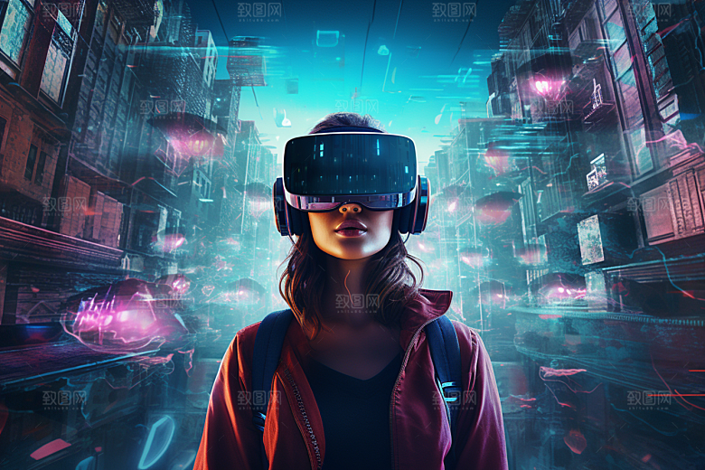 赛博VR眼镜科技科幻素材