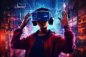 赛博VR眼镜夜之城科技素材