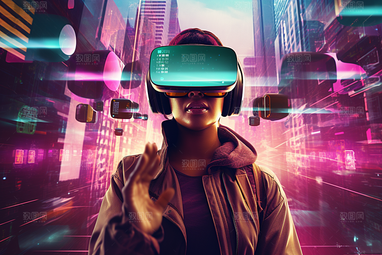 赛博VR眼镜光效时尚素材