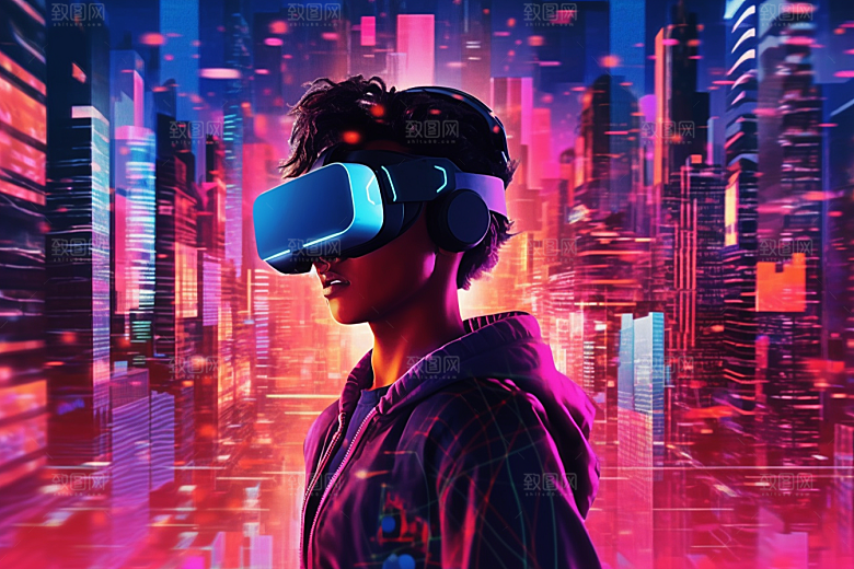 赛博VR眼镜信息技术未来素材