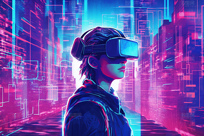 赛博VR眼镜科技信息技术素材
