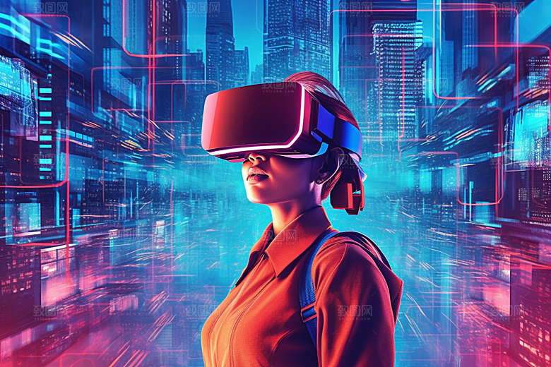 赛博VR眼镜科技夜之城素材