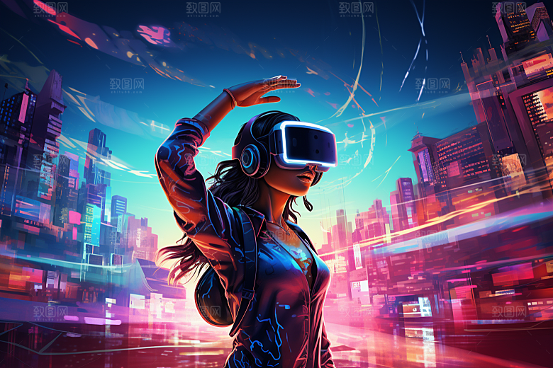 赛博VR眼镜电子设备科技素材