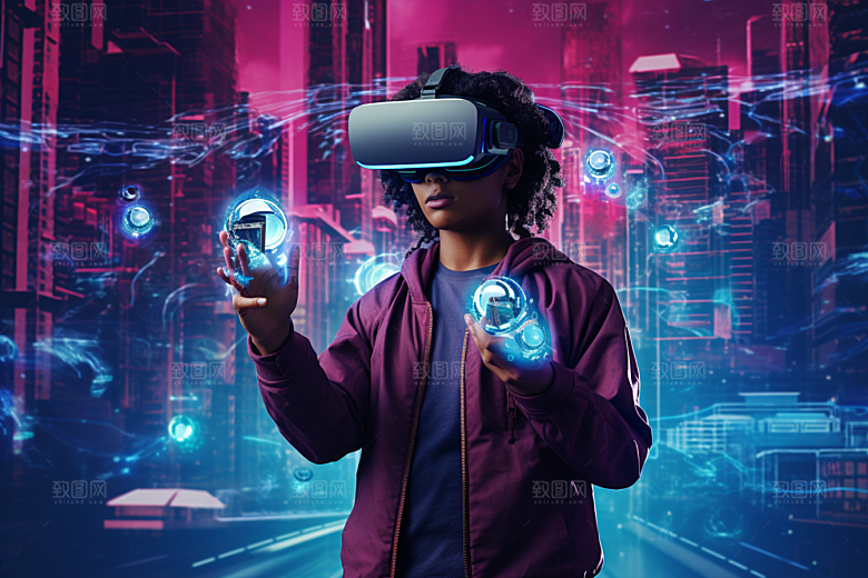 赛博VR眼镜科技信息技术素材