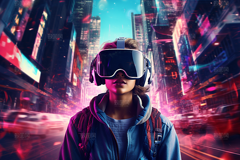 赛博VR眼镜头戴式眼镜电子设备素材