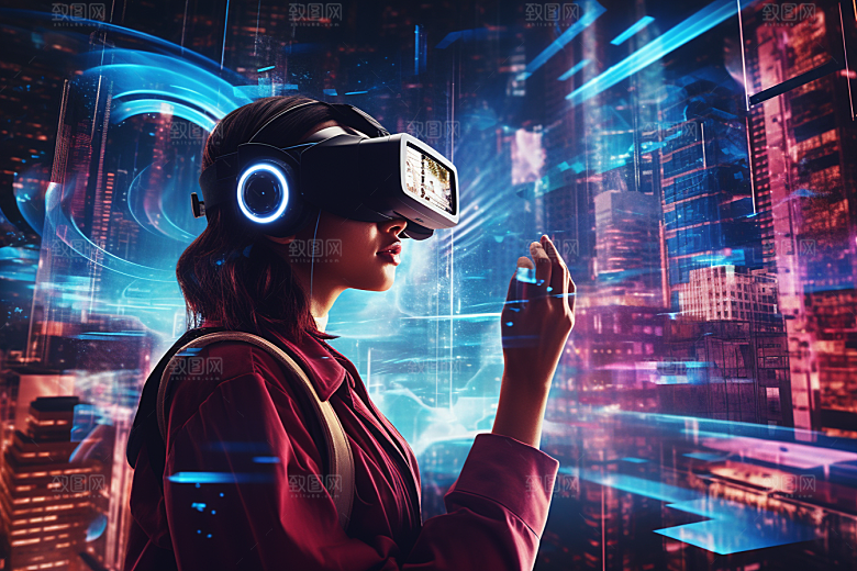 赛博VR眼镜光效科幻素材