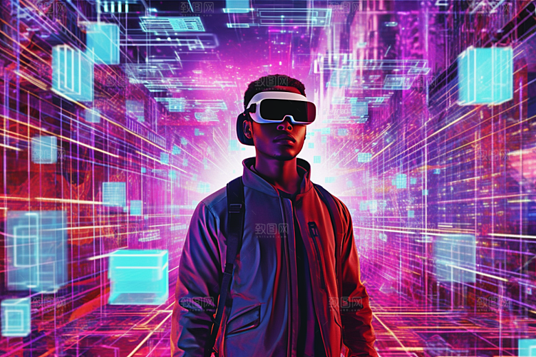 赛博VR眼镜时尚信息技术素材