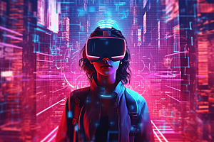 赛博VR眼镜科技夜之城素材