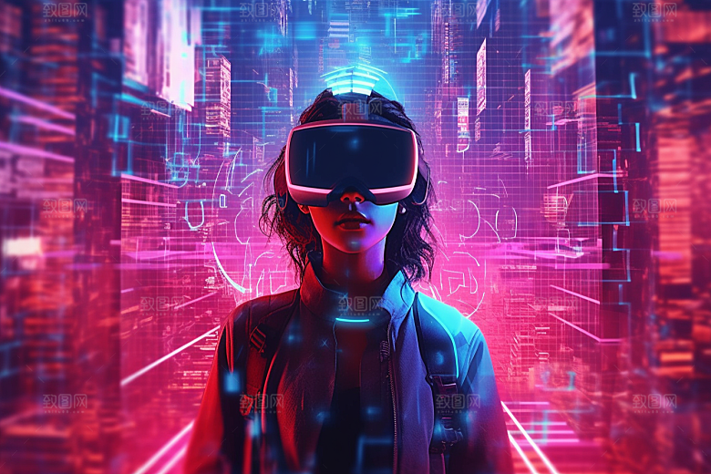 赛博VR眼镜科技夜之城素材