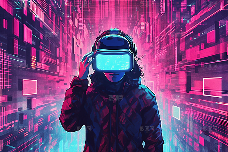 赛博VR眼镜信息技术未来素材