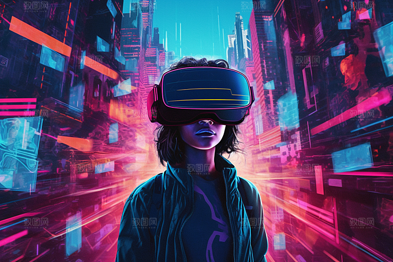 赛博VR眼镜夜之城科技素材
