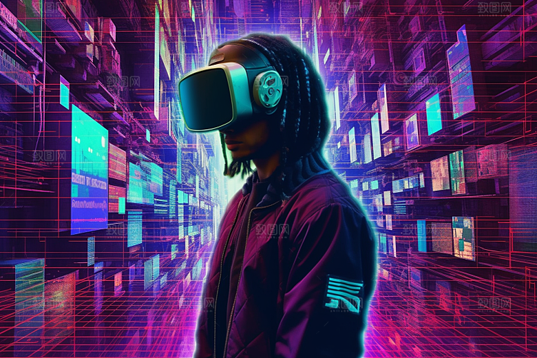 赛博VR眼镜电子设备信息技术素材