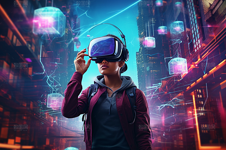 赛博VR眼镜电子设备光效素材