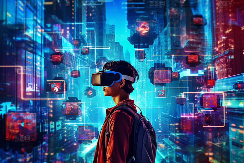 赛博VR眼镜光效头戴式眼镜素材