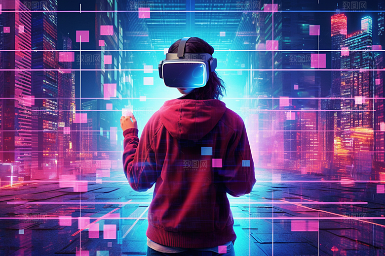 赛博VR眼镜夜之城科技素材