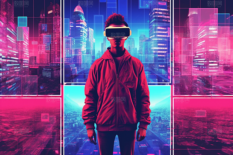 赛博VR眼镜头戴式眼镜未来素材