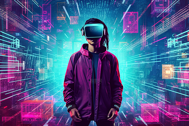 赛博VR眼镜高清信息技术素材